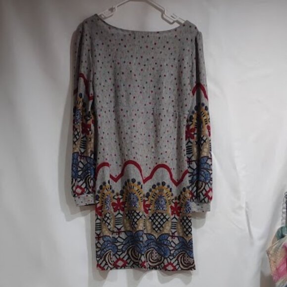 ARYEH KNIT BOHO VINTAGE HIPPIE PEASANT DRESS FESTIVE HOLIDAY SCOOP NECK, SIZE L - Picture 8 of 16